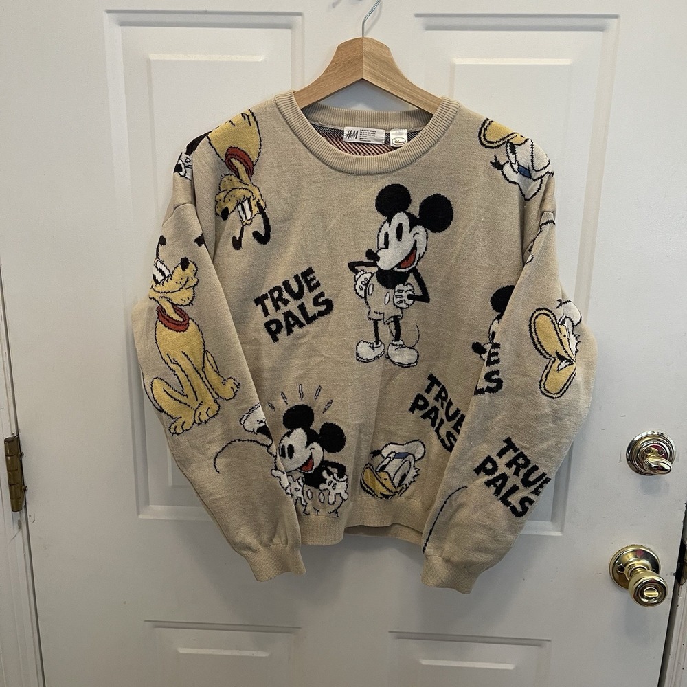 H&M Disney Mickey Mouse Sweater 16-18 Youth Pullover All Over Graphic Donald XL